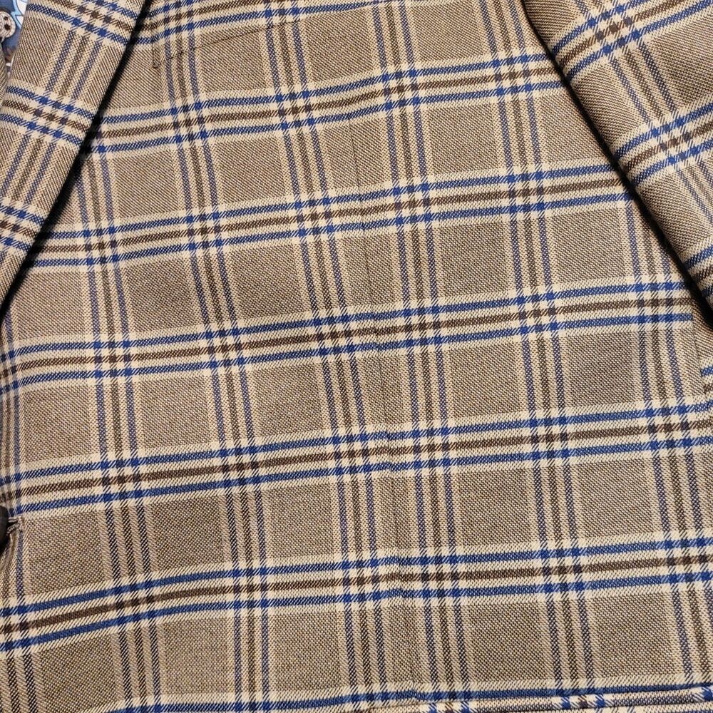 Alan Flusser Mens Paisley Lined 2-Button Blazer Jacket Beige Brown Checked EUC - Picture 2 of 13
